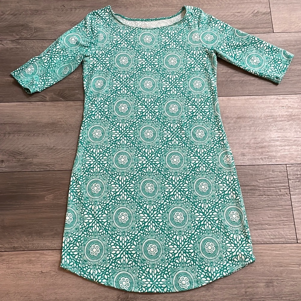 Lola, green geometric dress,‎ size 8